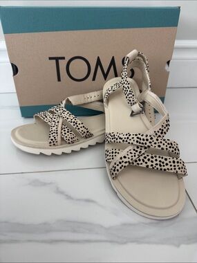 TOMS Women's Cream Sandal with Black Speckle Print